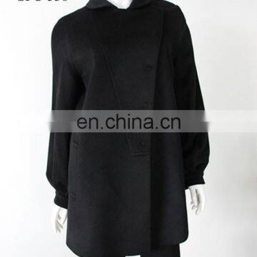 Black luxurious women's cashmere coat hot sale