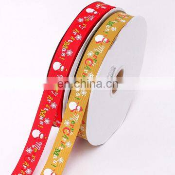 Merry Christmas Red and Yellow Printed Grosgrain and Satin Ribbon Christmas Decoration DIY Handmade Materials