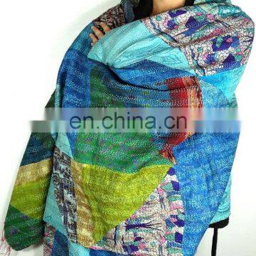 Whole Sale Patchwork Silk Kantha Scarves Girl's Designer Silk Kantha Shawl