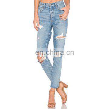 Latest Design Butt Slit Ripped Stretch Ladies Women Skinny Jeans
