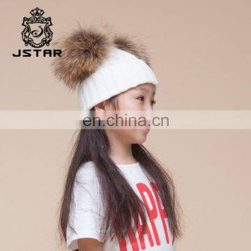 Service Supremacy With Two Balls Warm Hat Cap Real Raccoon Fur Pompom Beanie