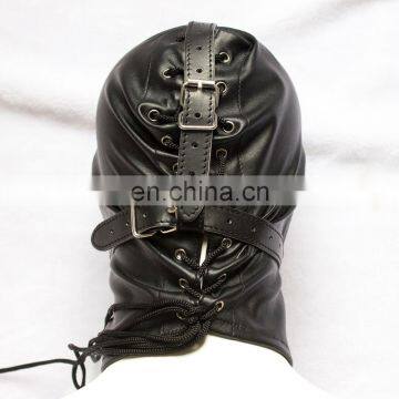 Sex Bondage Hood, Full Head PU Leather Mask With Ball Gag Sexy Adult Novelty Product photo-4