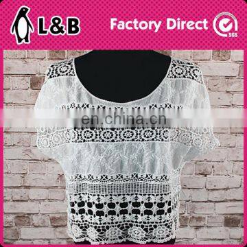 Fashion Cotton Emboridered Blouse Crochet Hollow Blouse With Flower photo-2