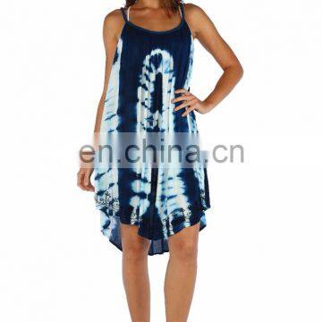 Beautiful Stylish Girls Wear Embroidered Tie & Dye Rayon Spaghetti Strap Dress