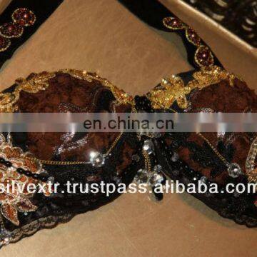 Tribal Peacock Gothic Steampunk Bra Black