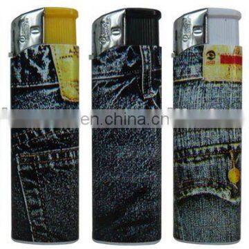 denim printing pvc gas lighter-plastic electronic cigar lighter