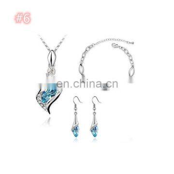 Fashion Diamond Jewelry Set Necklace + Bracelet + Erring Jewelry Set Ladies Women Crystal 3 Piece Costume Jewelry photo-3