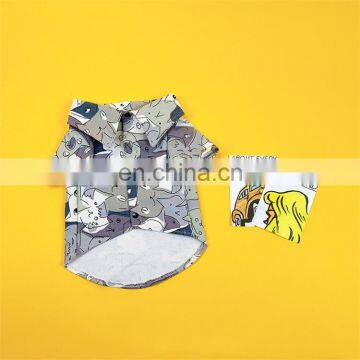 Fashionable Polyester Dog Puppy Shirt French Bulldog Summer Fasion Cartoon Shirt With Bandana photo-2