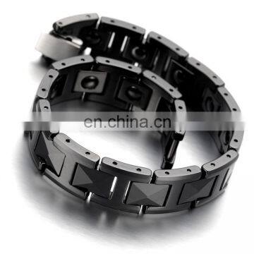 Black Mens Jewelry Ceramic Tungsten Hematite Bracelet Magnetic Benefits photo-2