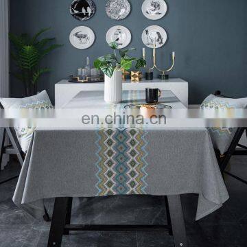 Custom Printed Waterproof Linen Ruffled Party Dinner Table Cloth Solid Embroidery Checkered Design Tablecloth photo-2