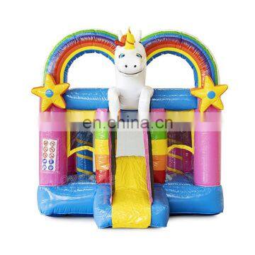 Pink Rainbow Bouncy Castle Jumper Cheap Inflatable Bounce House Unicorn