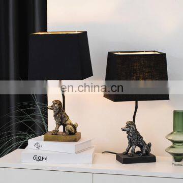 New Arrival Dog Animal Desk Lamp European Bedside Decoration Gold Table Lamp for Gifts photo-3