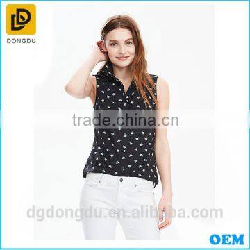 Wholesale factory price 2016 summer hot sale sleeveless print shirt