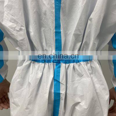 Disposable CE Cat III Type 3B/4B/5B/6B Protective Clothing Overalls Ppe Chemical Elastic Waistband & Cuffs Protection Coverall photo-4