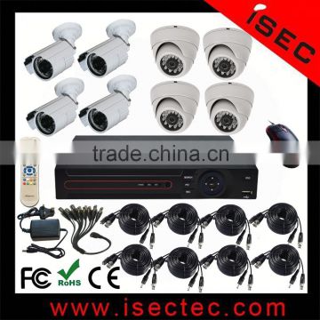 8ch ahd dvr kits including 4pcs 1mp dome ahd camera and 4pcs 1mp bullet ahd camera for the cctv security system