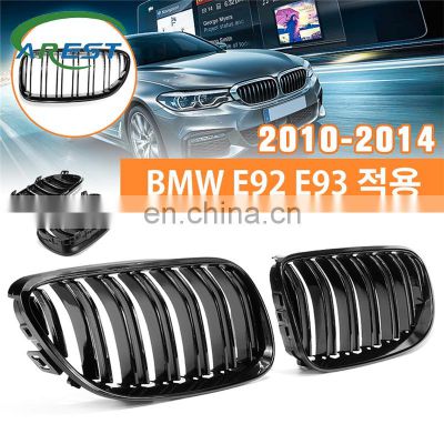 1 Pair Glossy Black Front Kidney Grille For BMW E92 E93 2007 2008 2009 2010-2014 2 Slats Lines Car Styling Racing Grilles