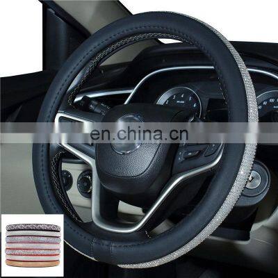 Fashionable Ladies Interior Decoration Supplies Bling Diamond Universal Car Steering Wheel Cover photo-2