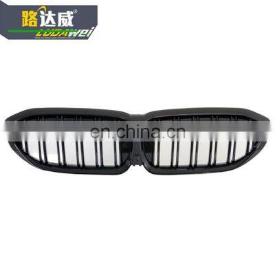 For BMW 3 series double slats  glossy  black ABS car grilles G20 G28 Front girlle