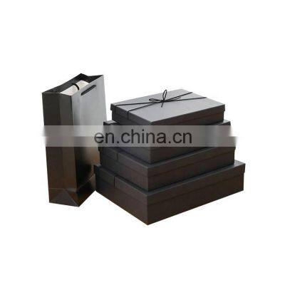 Black Printing Luxury Black Paper Package Shirt Gift Lid and Base Box logo with foil matte varnishing