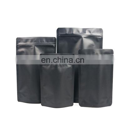 Food grade doypack Heat Seal Zip Lock Package Bags Aluminum Foil Mylar Tear Notch Matte Black Stand Up Bag Wholesale