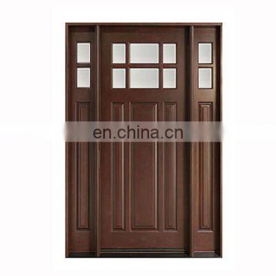 Modern Solid Mahogany Wood Front Door With Glass Best Paint for Wood Panel Partition Entry Doors photo-4