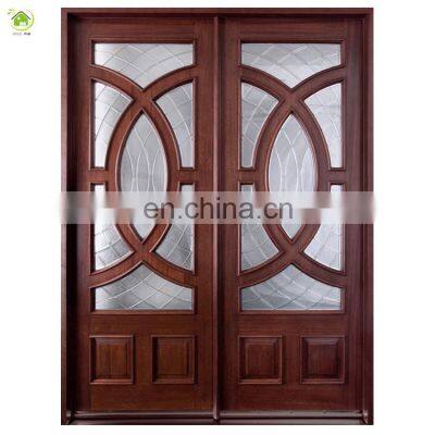 decorative designer solid wooden front double leaf door designs