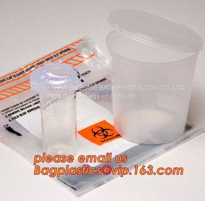 Biohazard Specimen Bags,Zip Specimen Transport Bag, Tear Off Pouch Bags, Attached Document Pouch. Printed Transport Bags