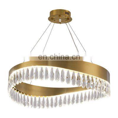 Zhongshan cheap round living room led pendant light hotel villa decorative modern luxury gold k9 crystal chandelier