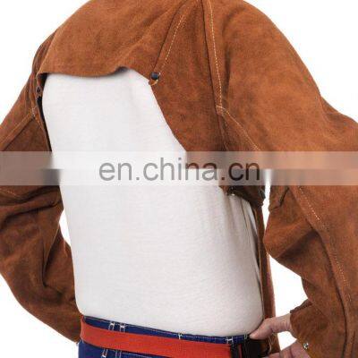 Rust Red Split Cowhide Leather Welding Cape Clothing Sleeves With Detachable Split Cow Leather Welder Apron photo-3