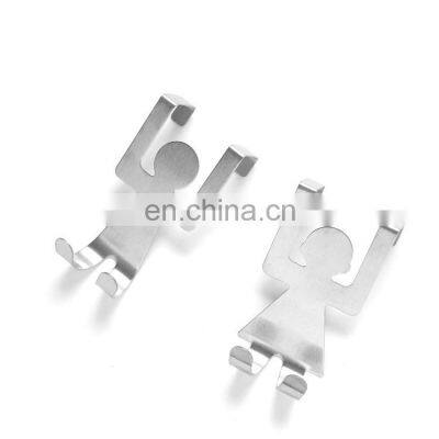 2Pc Stainless Steel Storage Rack for Kitchen Lovers Shaped Hooks Hanger Clothes Towel Home Cabinet Door Hanger Rack Tool photo-3