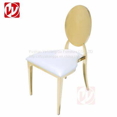 Mirror Gold Stainless Steel Round Back Design Stacking Hotel Banquet Chair Cheap Wedding Chair