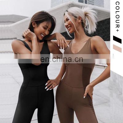 Ready To Ship Long Length One Piece Ladies Dance Bodysuit Cross Back Straps Fitness Gym Yoga Jumpsuit Activewear For Women