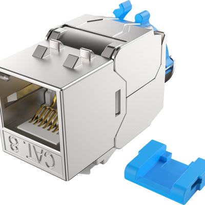 Cat 6A Cat 7 Cat 8 Tool Less FTP Shielded Keystone Jack With Dust Proof Shutter photo-2