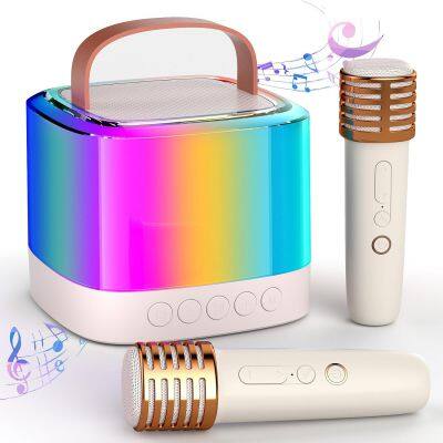 Factory karaoke microphone dual mic family ktv tf card play christmas kids gift portable subwoofer wireless speaker loudspeaker