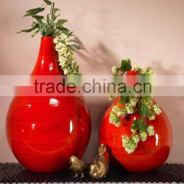 High quality best selling eco friendly spun orange lacquer bamboo vase in Viet Nam