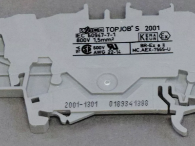 German WAGO genuine Wanke 2001-1301 three wire rail mounted self-locking spring terminal block 1.5mm square