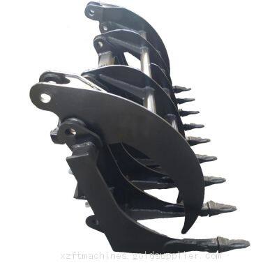 Skid Steer Loader Hydraulic Rake Grapple Brush Grapple Rake Log Grapple Debris Sorting Grapple Bucket Construction Farm Land Clearing Attachment