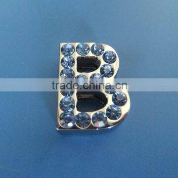Zinc Alloy 18mm Slide Letters With Light Blue Rhinestones photo-4