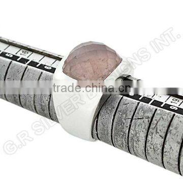Sterling Silver 925 Plain Band Ring Jewellery,rose Quartz Gemstone Wholesale Jewelry photo-5