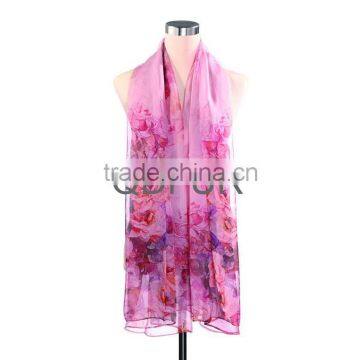 QD80465 Lady 100% Chiffon Silk Computer Inkjet Scarves