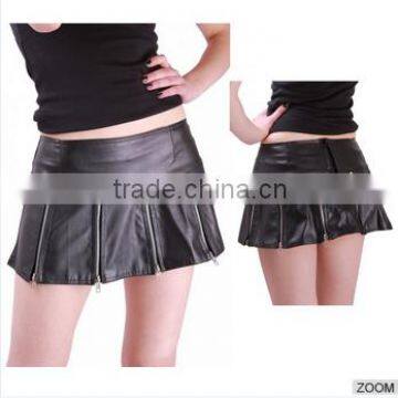 Hot selling black leather skirt