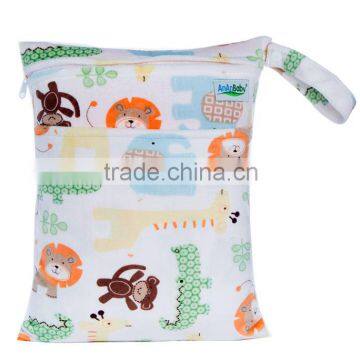 Two Pockets Printed Biaper Bag Washable Wetbag With Zipper photo-6