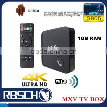 Amlogic S805 TV BOX Support H2.65 Wifi Android 4.4 KODI Pre-install MXV Android TV BOX