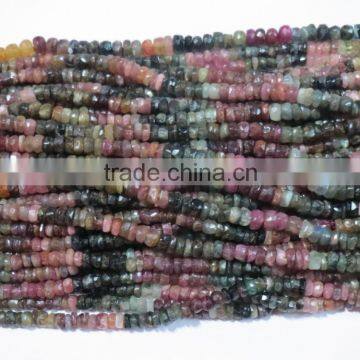 Tourmaline faceted HEISHI rondelle gemstone beads