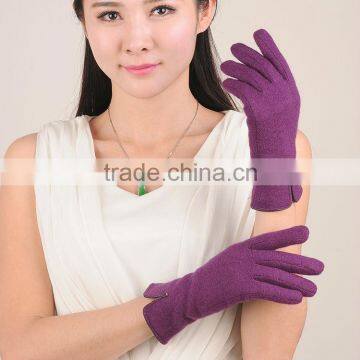 2014 New Collection Purple Red Customized Wool Gloves with Middle Opening