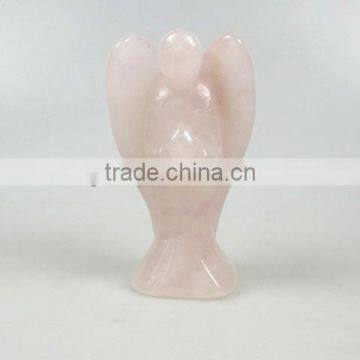 Natural Light color rose quartz angel carving for wholesale