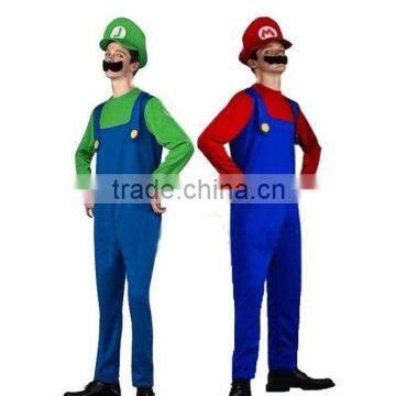Adult Kids Super Mario Luigi Bros Fancy Dress Plumber Game Costume CC476