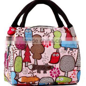 Cute Colorful Nylon Zipper Portable Cosmetic Lunch Picnic Handbag Bag