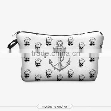 mustache anchor cosmetic bag 3d print cosmetic bag high quality wholesale travel makeup cases with zippers pouch purses wallets