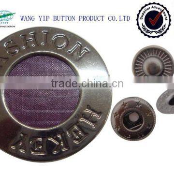 22.5mm circle round big engraved metal hand snap button